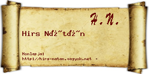 Hirs Nátán névjegykártya